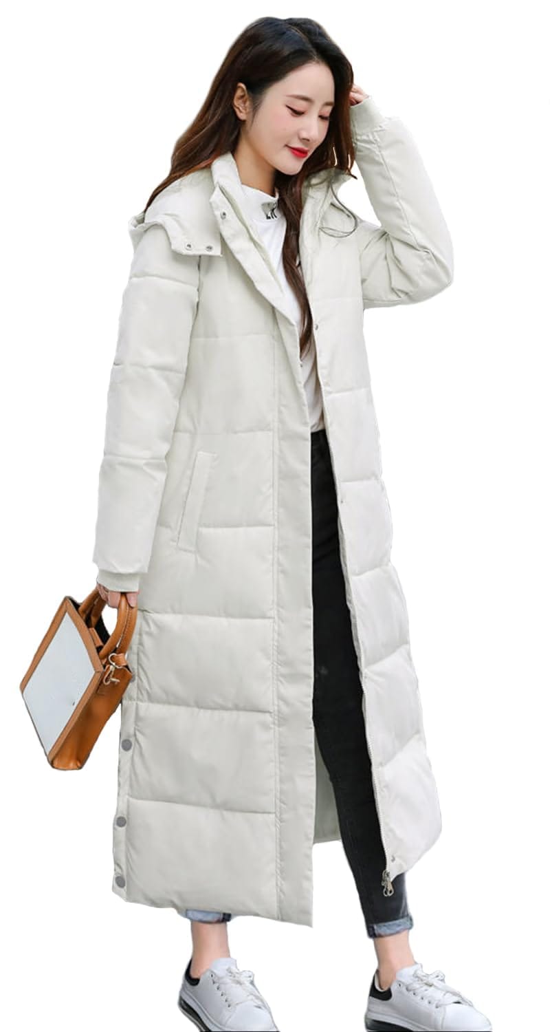 [Sulliwayu] ダウンコート レディース 中綿ジャケット 超ロング丈 膝下 ベンチコート フード付き ダウン アウター 冬物 着痩せ 可愛い 防寒着 防寒 秋冬 人気 20代 30代 40代