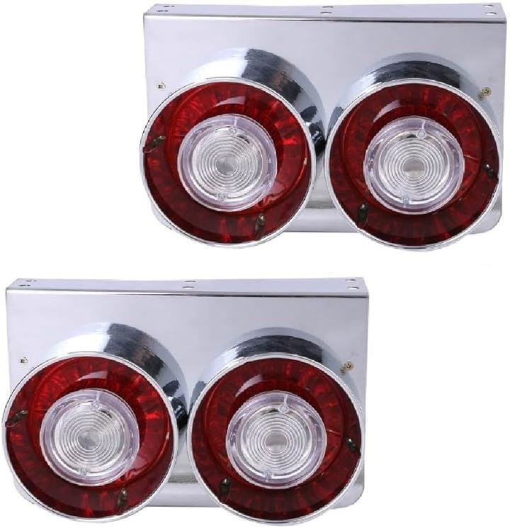 24V 2連 丸型 テール ウインカー ライト ロケット アンバー/クリア 選択可 テールランプ 日野 いすゞ UD ふそう マツダ 小型 中型 トラック ダンプ ワゴン(クリアレンズ)