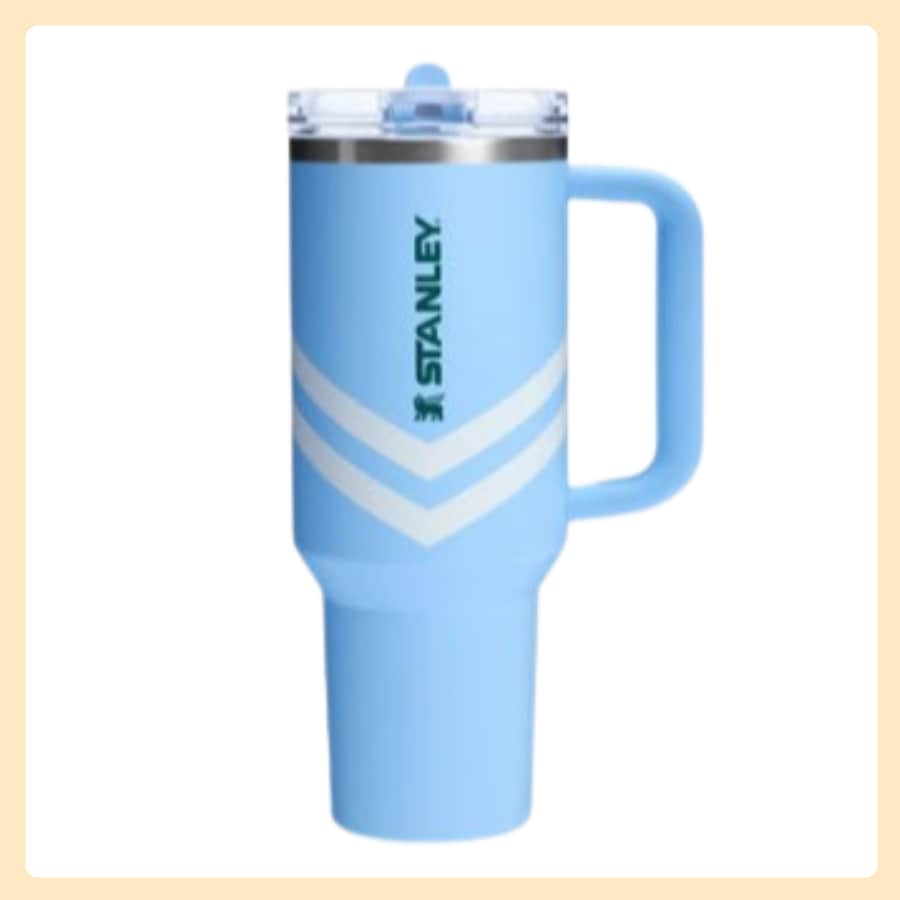 [正規品] クエンツァ プロツアー フリップ ストロー タンブラー 1.18L (コーンフラワーブルーシェブロン)