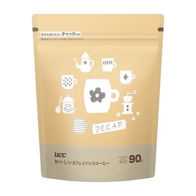 他サイト： UCC おいしいカフェインレスコーヒーインスタントコーヒー 袋 90g(L3)の商品画像