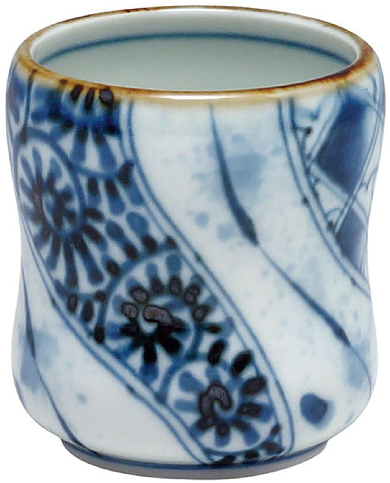 山下工芸 染付変り絵捻り紋 瓢型湯呑 小 6.5×7.0cm 16065390