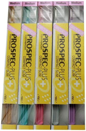 プロスペック 歯ブラシ プラス コンパクトスリム 20本入 クリアー色 毛の硬さ ふつう