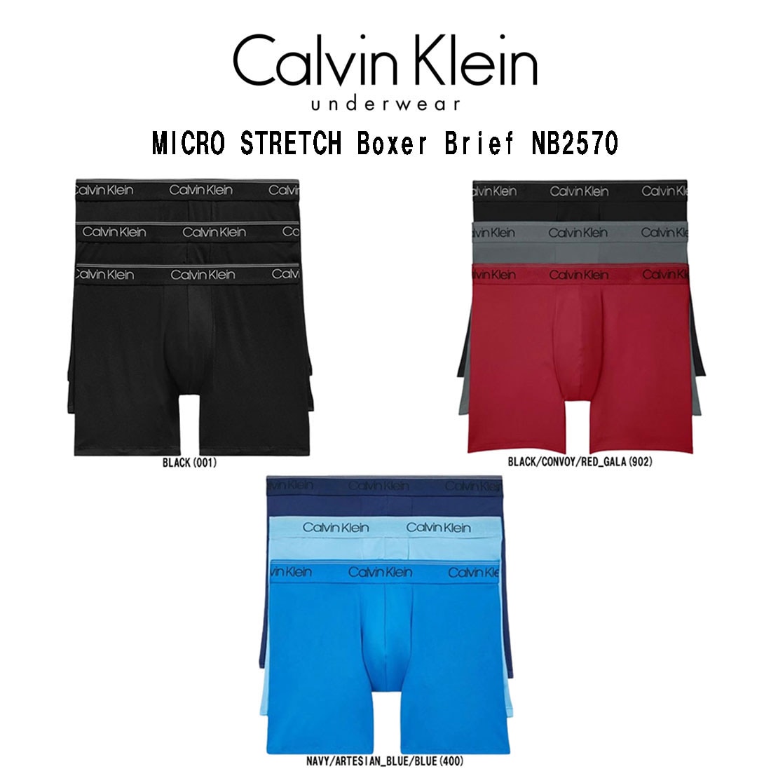 Calvin Klein ck ボクサーブリーフ ボクサーパンツ 前閉じ 3枚組 セット ロゴ マイクロファイバー ストレッチ メンズ 下着 男性用 NB2570