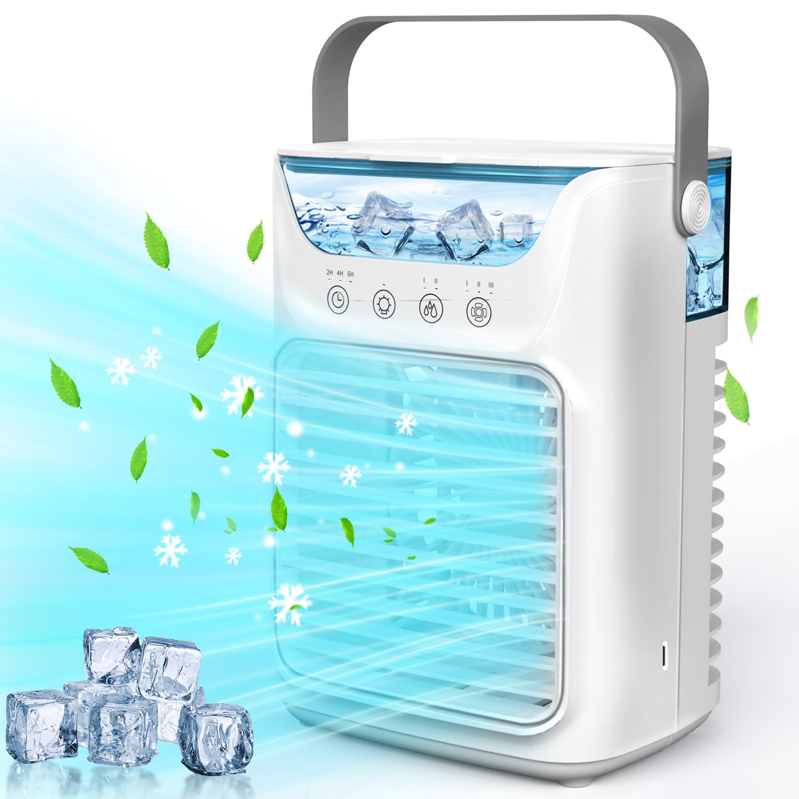 冷風機 冷風扇 強力 人気【2024新型噴霧加湿USB-C充電式】卓上クーラー超音波式 噴霧 細かいミスト 氷入れ水冷エアコン 加湿機能 小型 卓上冷風機 700ML大容量 7W省エネ節電対策 3 5,601円