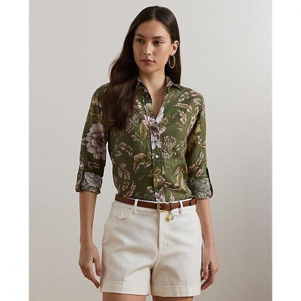 ローレンラルフローレンリラックスフィットフローラルリネンシャツ (WMLRSHTS6820466310)