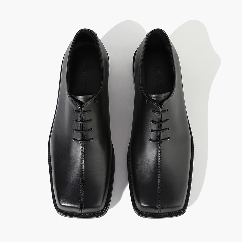 ハンドメイド 本革 ダービーシューズメンズ スクエアトゥ ビジネスシューズ 韓国ファッション靴 BK