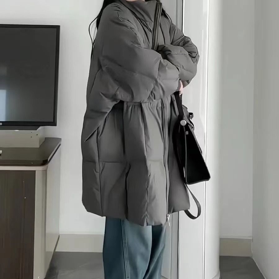 ロングダウンジャケット女性の冬の暖かいルーズオーバーサイズカップルカレッジスタイルのジャケットの韓国システム 5,351円