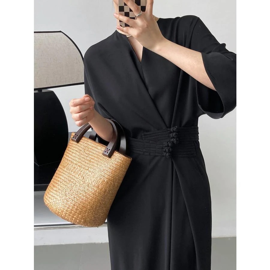 ワンピース レディース 7分袖 ロング丈 夏 体型カバー ゆったり 通勤 きれいめ ビジネス フォーマル 上品 無地 40代 50代 母の日 新作