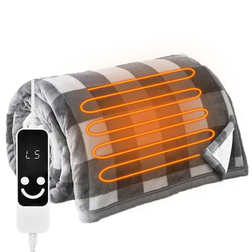 電気毛布 掛け 敷き 190×130cm 大きいサイズ チェック毛布 電気ひざ掛け 速暖 厚手生地 毛玉なし 電気ブランケット 5段階温度調整 12段階タイマー 省エネ 丸洗い 防寒対策 車中泊 キャ