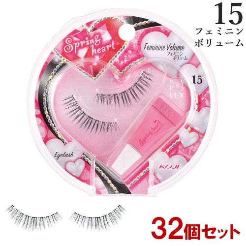 コージー スプリングハート アイラッシュ 15フェミニンボリューム 1ペア×32個セット ふんわりモテeye 専用接着剤付 つけまつげ SpringHeart コージー本舗(KOJI)
