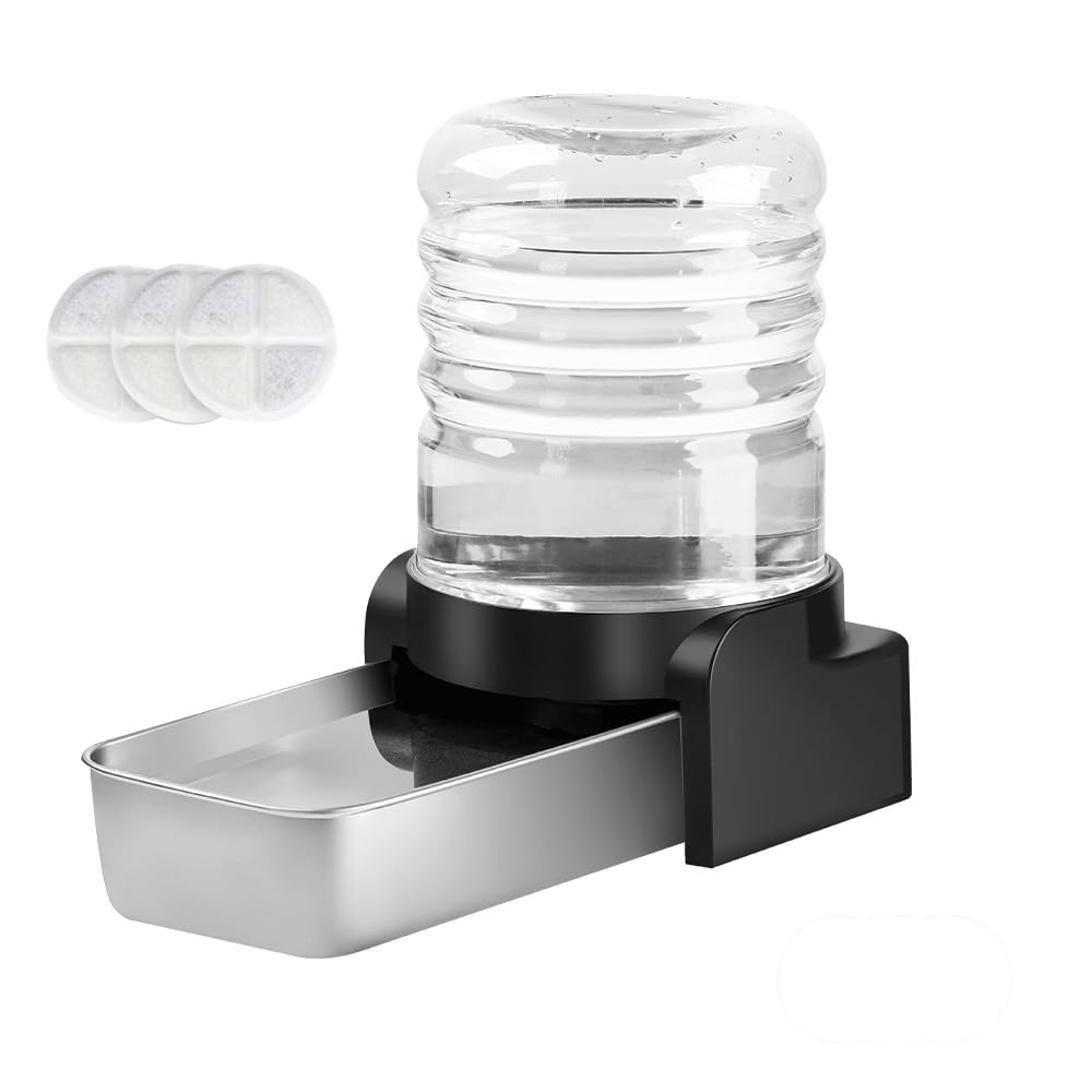 Marchul 3.8L 犬猫用ウォーターディスペンサー（ステンレス製ウォーターボウルと3つのフィルター付き） 自動ドッグウォーターディスペンサー中型・大型ペット用大容量重力式犬用給水器