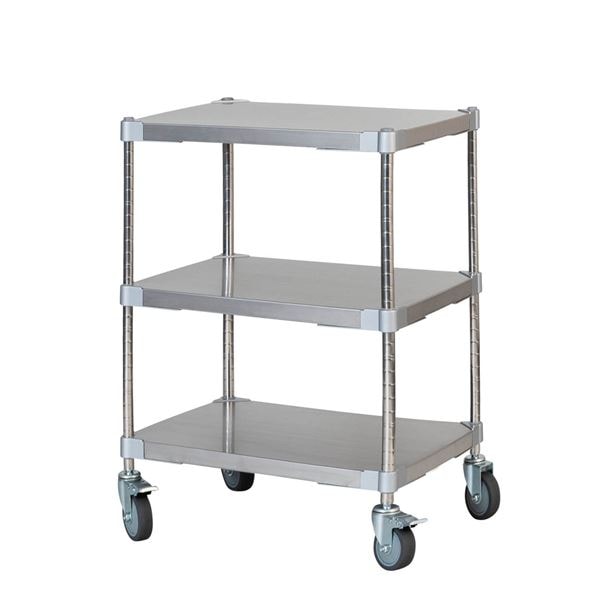 ステンレスシェルフワゴン約46x60cm 3段キャスター/H70cm 組立式