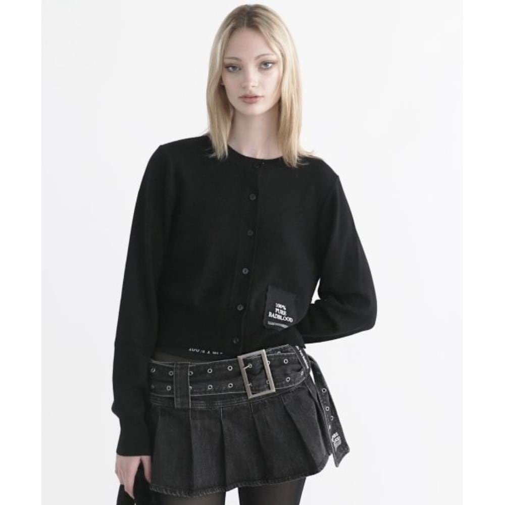 BADBLOOD Pure Crewneck Cardigan Black w-cdg23-028