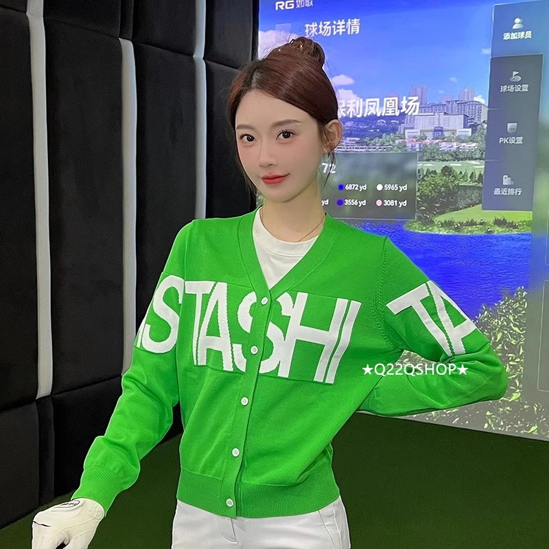 ゴルフウェア 2025 春秋冬 上下セット カーディガン ジャケット 長袖 ニットシャツ パンツ ズボン 緑 ブルー かわいい 痩せる 韓国風 レディース ゴルフスカート スポーツウェア テニスウェア