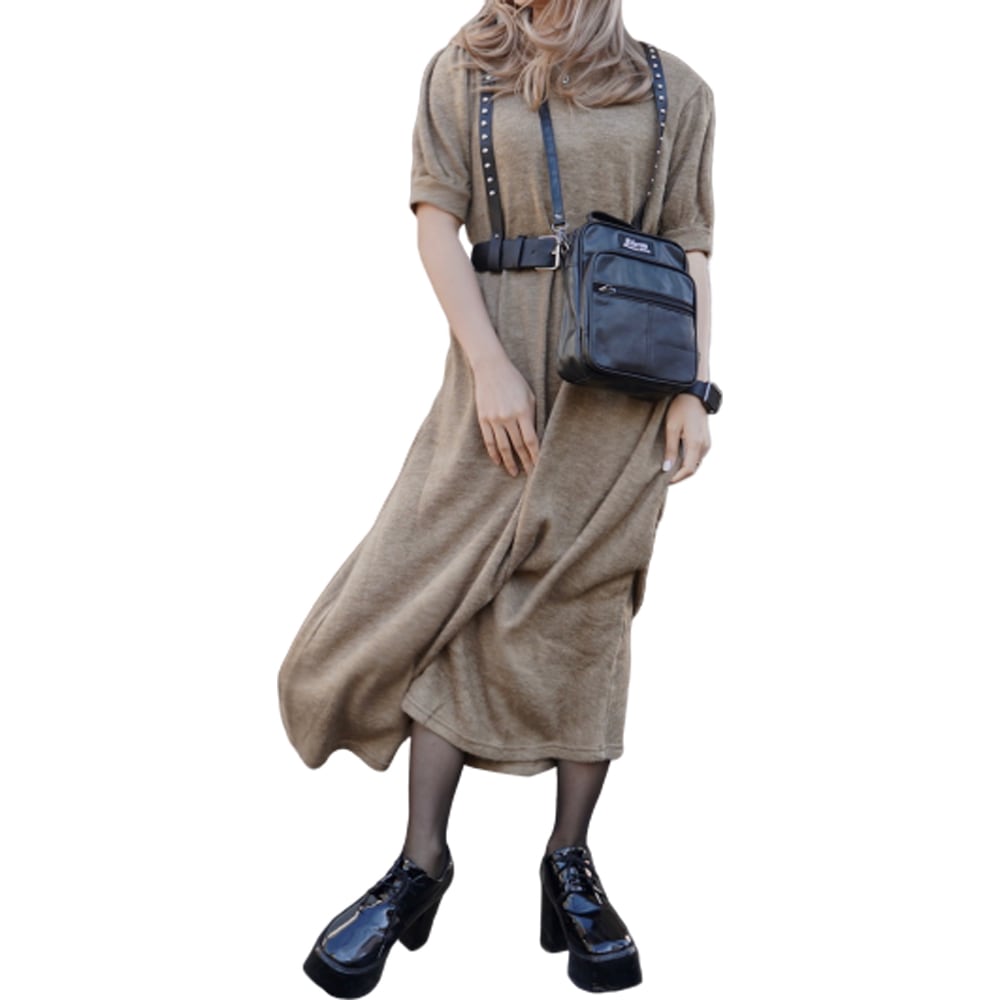 Puffsleeve A-Line Long Onepiece (beige) A,D,G レディース