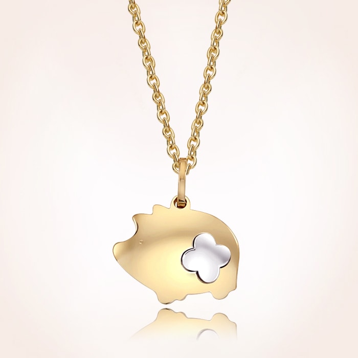 14K黄金十二支の豚のネックレス(14K Gold Oriental Zodiac Pig Necklace)