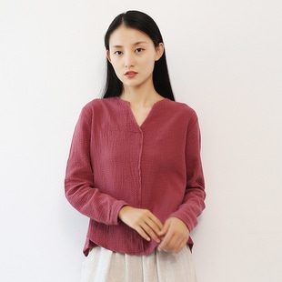 春と夏の秋の新しい文学女性のトップの緩い長袖Tシャツ女性爆発的なモデルVネックシャツ快適な綿 5,273円