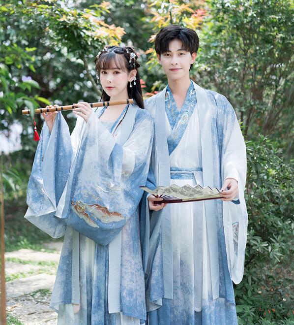 男女兼用漢服唐装　切り替え　豪華漢服 ナチュラルな刺繍　ロング丈羽織コート 花柄　美品カップル中華振袖漢服　振袖中華古風コスプレ衣装　イベント　メンズレディースチャイナ舞台ステージ服　ハロウィン　クリ