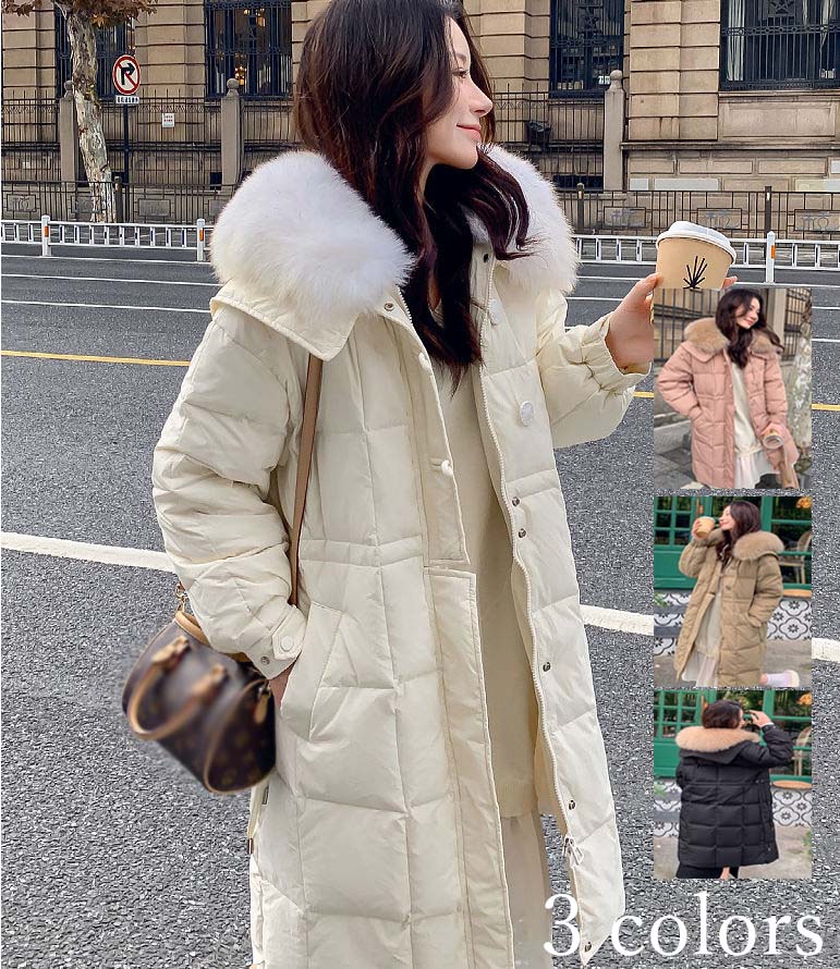 中綿コート レディース 厚手 ダウンジャケット 体型カバー 中綿ジャケット 着痩せ ダウンコート 韓国風 ロング丈 上品 フェイクファー付き あったか 秋冬 フード付き 通勤 アウター 防寒着 きれい