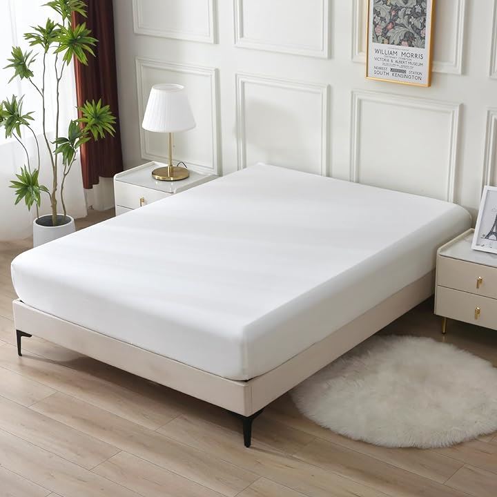 ボックスシーツ オーストラリア綿100% ホテル仕様 サテン調 おしゃれ( ホワイト, 「ボックスシーツ」ダブル)