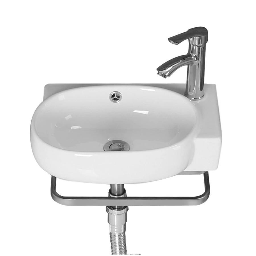 洗面台 洗面ボール 小型 壁掛け 洗面シンク 陶器製簡易洗面台 温水および冷水の蛇口付き 手洗いボウル排水付き 浴室洗面台用 屋外屋内 バルコニー