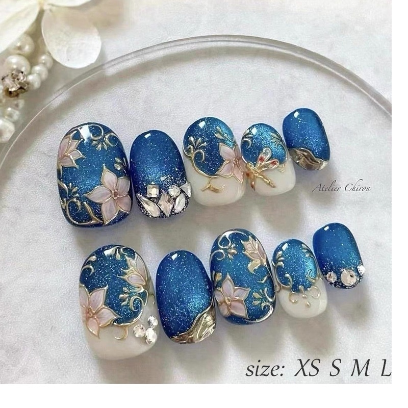 ネイルチップ 手作りネイルチップ 和風ネイルチップ 桜 菊 波 金継ぎ 蒔絵 京都 オーダーメイドネイル ハンドペイントネイル 【手作りネイル】オーダーメイド手作り ジェルネイル ネイルシール セルフ