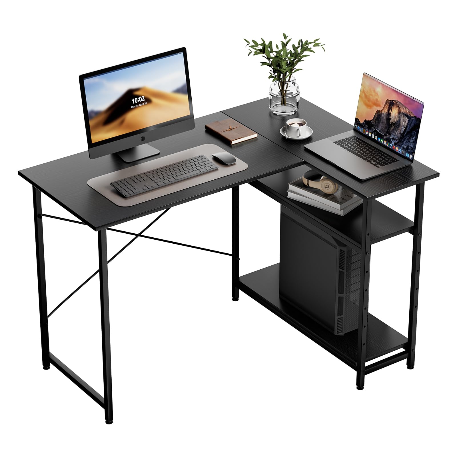 字デスク パソコンデスク 幅110×奥行48×高さ75cm 左右入替え PCデスク l字型 65643