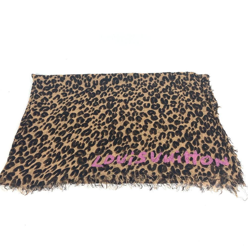 ストール M72215 エトール レオパード 豹柄 ヒョウ フリンジ 大判 ショール カシミヤ ブラウン