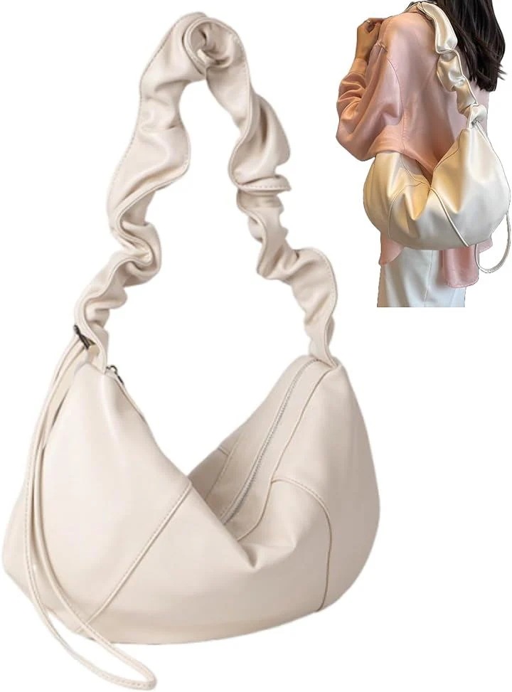 ショルダーバッグ レディース 3way 斜めがけ 肩掛け ハンドバッグ 長さ調整可能 大容量 軽量 PU レザー(ホワイト) 5,112円