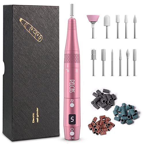 PELCAS電動ネイルマシンキット コードレス ビット11個+サンディングバンド66個付き 爪やすり爪磨き USB充電式 ネイルドリル 低騒音 ジェルネイルオフ ネイルケア 低振動 コンパクト