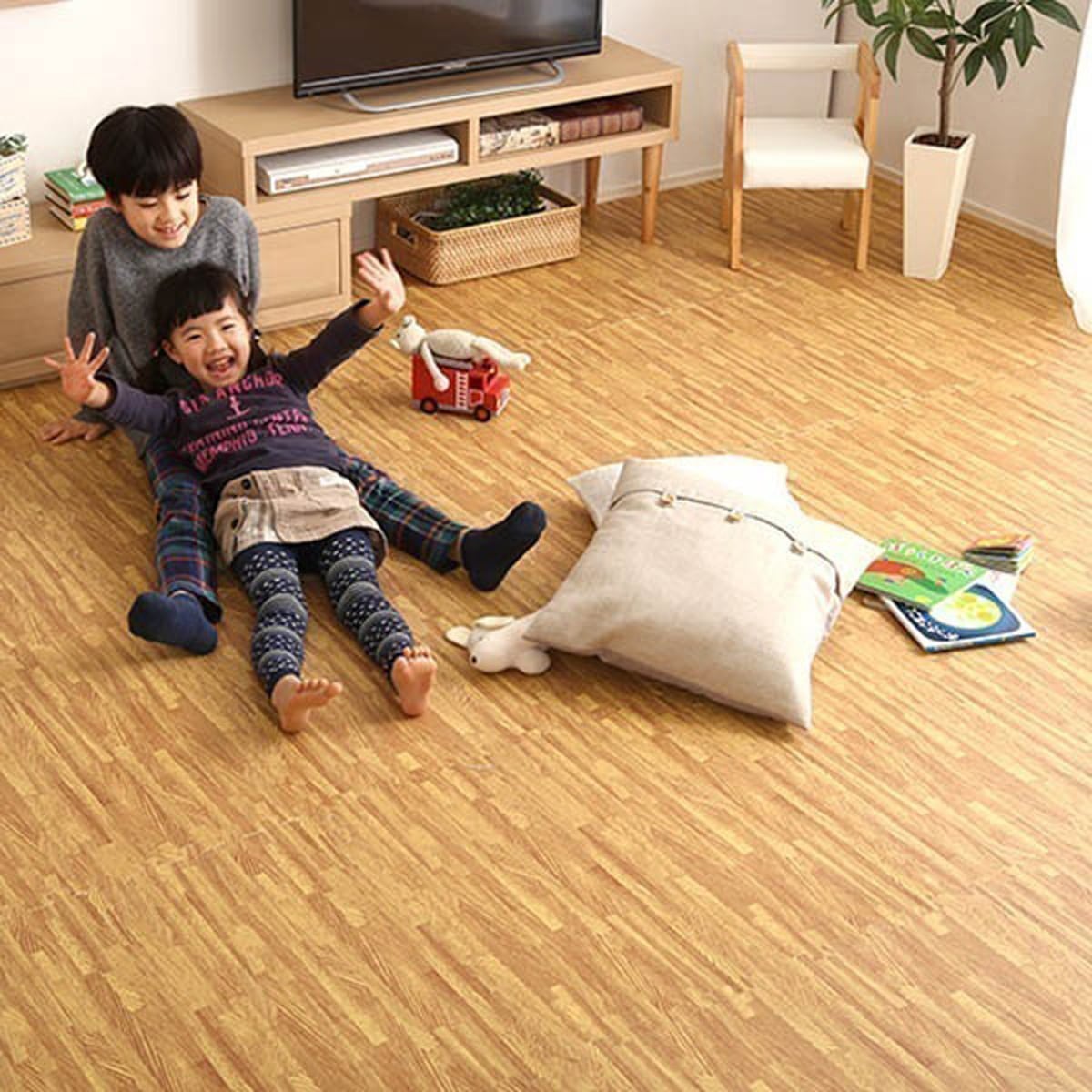 サイドパーツ付き！ナチュラルな木目調ジョイントマット 64枚セット 大判60cm 安心 15,405円