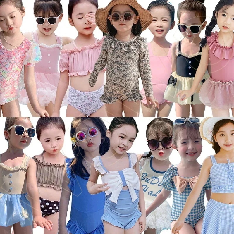 10点セット 水着 子供 水着 女の子 ワンピース 水着 スイムキャップ こども 女児 みずぎ 可愛い プール 水着 みずぎ フリル 90 100 110 1 130