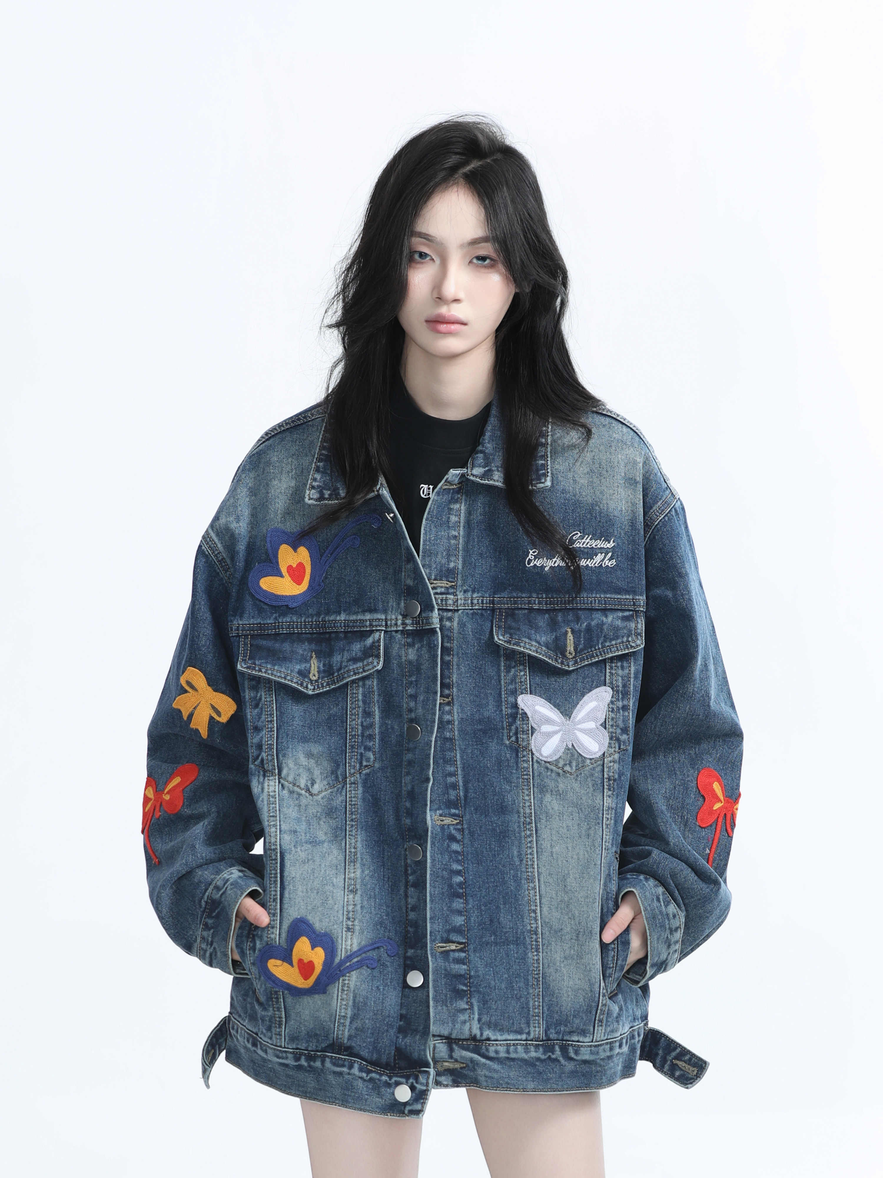「SHANKONG」【高·品質版】【上品】2025新作 デニムジャケット アウター レトロ ゆったり 韓国ファッション レディーストップス アウター トップス セミロング トップス 7