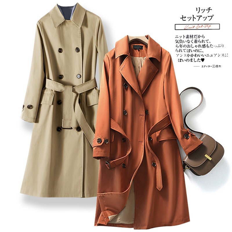 春と秋の新作 レディース ロングコート 品質いいな新品 おしゃれ無地 英倫 ファッションゆったり ワーク通勤 卒業式 ダブルバックル