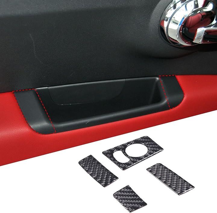 新型 フィアット 500 20102022に適用 ミラー調整スイッチカバー パネル ミラー操作スイッチステッカー カーボンファイバー製 取付簡単 貼付タイプ 内装パーツ( カーボン調)