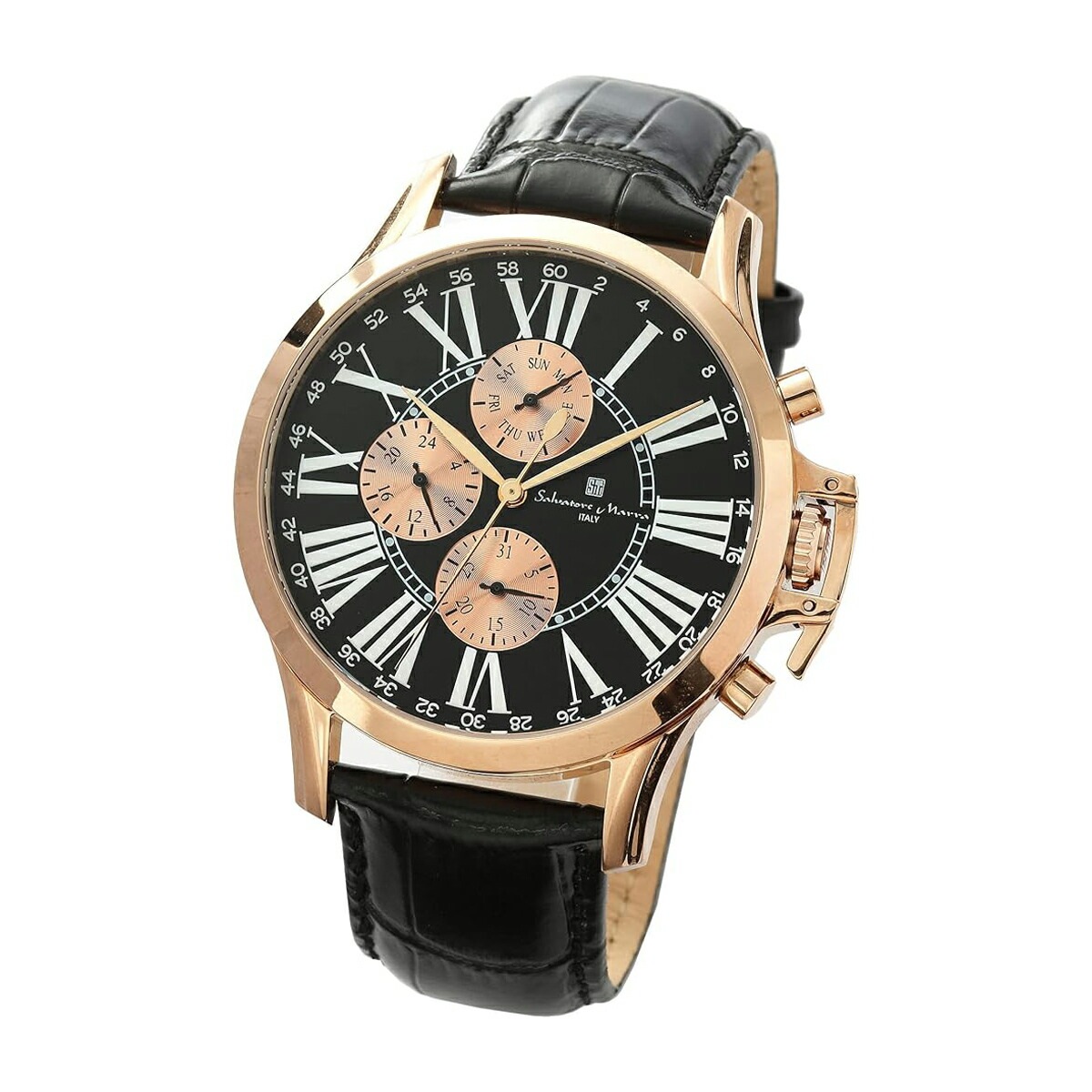 [Salvatore Marra] サルバトーレマーラ 腕時計 SM23101-PGBK メンズ ブラック ブラック マルチカレンダー 3気圧防水