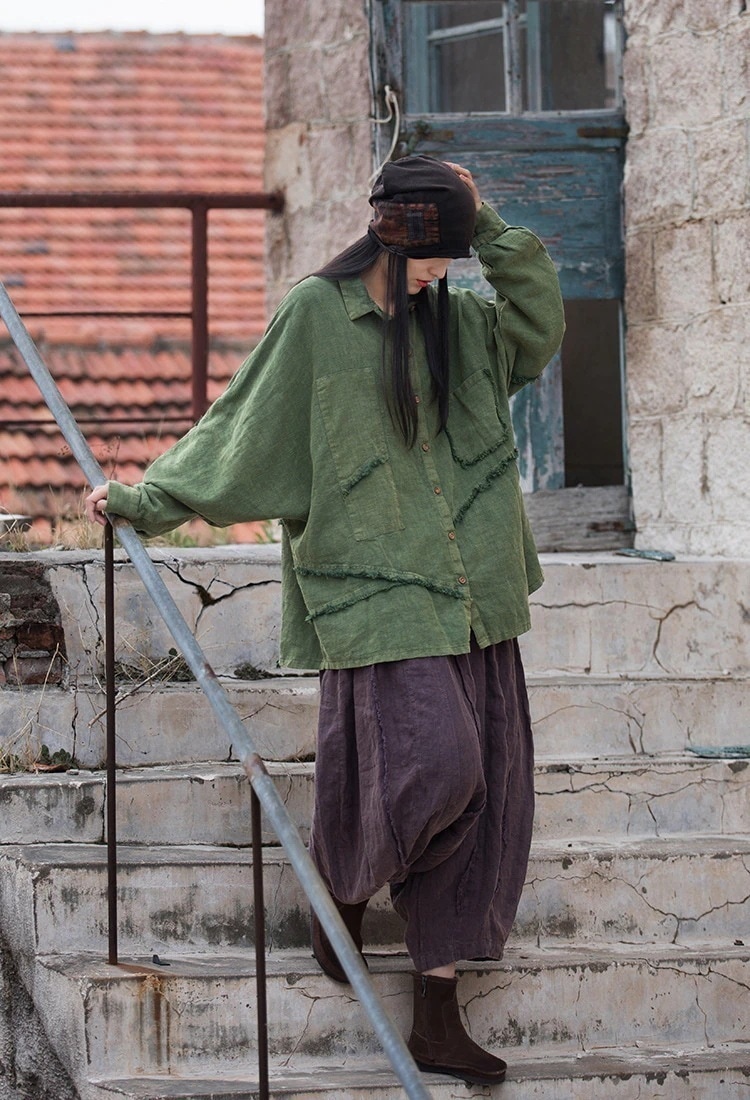 早い者勝ち 毛磨き 大人気 シャツ ゆったりする 縫付 25 トップス 綿麻の上着 不規則な上着 ブラウス