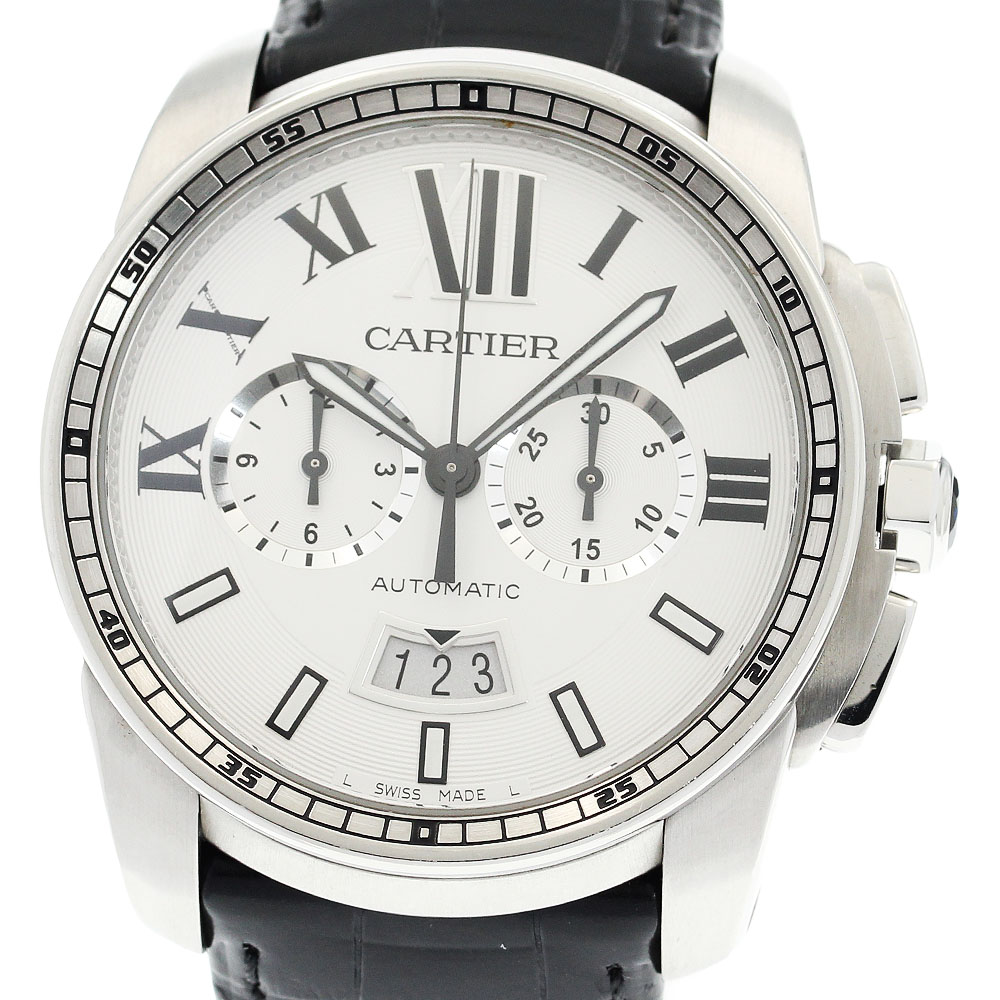 カルティエ CARTIER W7100046 カリブル ドゥ カルティエ デイト クロノグラフ 自動巻き メンズ _923416【中古】