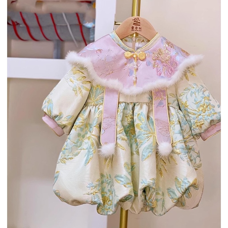 スタイルの女の女の子1歳のドレス語春と秋の子供の誕生日プリンセススカートガールズチョンサムスカートバッグドレス