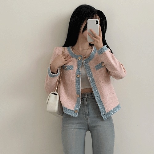 [結婚式ルック/肩パッドO] トゥインクルツイードすぐボタンジャケット