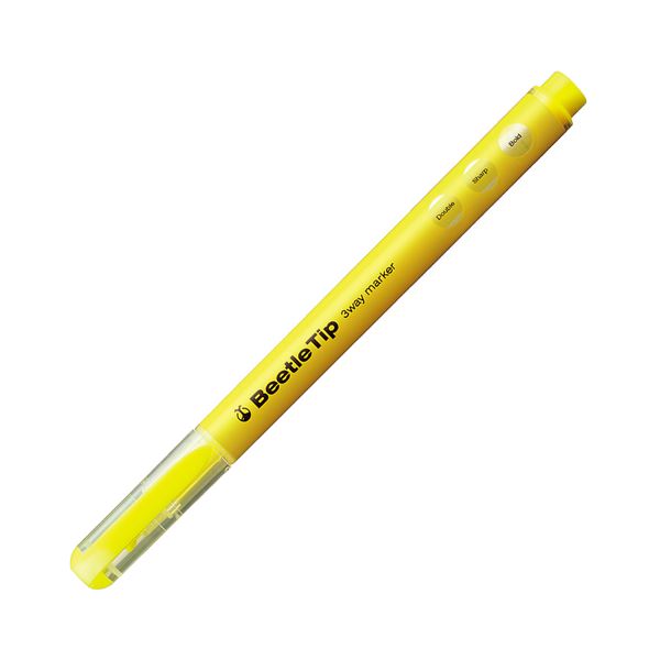 （まとめ）コクヨ スリーウェイ蛍光マーカーBeetle Tip 黄 PM-L301Y 1セット（10本）(×5セット)
