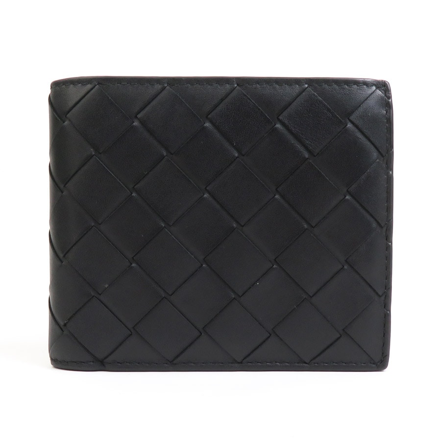 ボッテガヴェネタ BOTTEGAVENETA 二つ折り財布 イントレチャート レザー ブラック ユニセックス h30623k