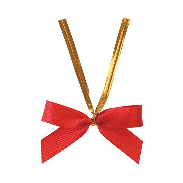(まとめ) ヘッズ サテンリボンワイヤータイ レッド小 RED-YT2 1パック（50個） (×10セット)