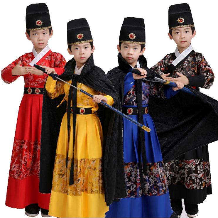 120-160cm子供漢服　男の子明朝宮廷衣装　マント対応可　龍柄　帽子付唐装　文化祭ハロウィンイベント華流コスプレ衣装　中華風舞台ステージ衣装　王子様仮装