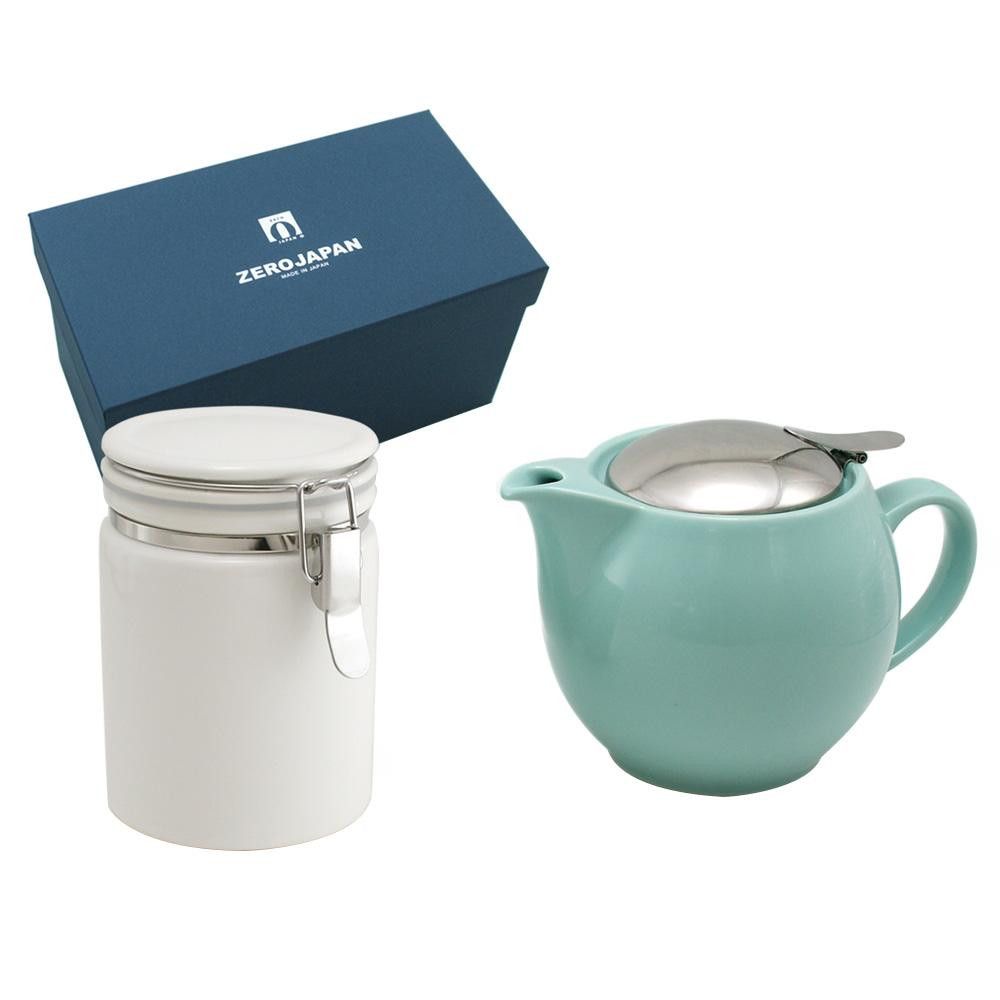 ZERO JAPAN ユニバーサルティーポット3人用+ティーキャニスター ZG-005 AM/アクアミスト