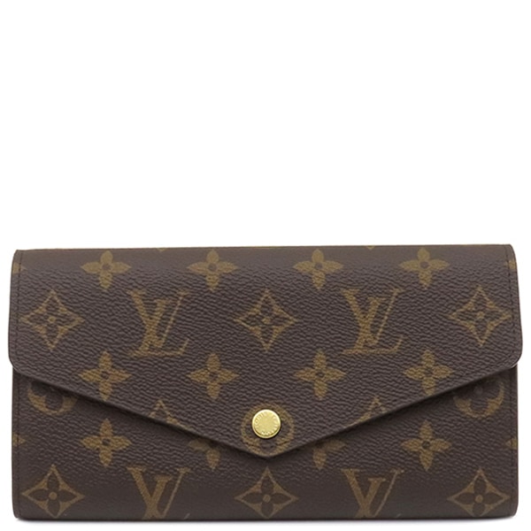 ルイヴィトン LOUIS VUITTON 長財布 ポルトフォイユ サラ モノグラムキャンバス フューシャ ゴールド金具 茶 ピンク M62234 【箱】【中古】