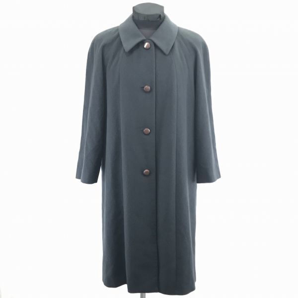 日本製カシミヤ100％/ロングコート/アウター【13号/Womens size-LL/紺】比翼仕立て/シンプル/カジュアル/無地/Made in JapanBC218W