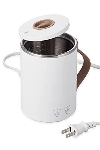 エレコム マグカップ型電気なべ 電気ケトル 350mL Cook Mug クックマグ 【 湯沸かし 煮込み 温度調節 タイマー付き 保温 】 スープメーカー ケーブル長 1.5m ホワイト HAC-E