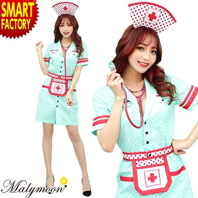 ハロウィン コスプレ レトロドットナース マリームーン Malymoon コスプレ コスチューム レディース 女性 衣装 仮装 ハロウィーン セクシー