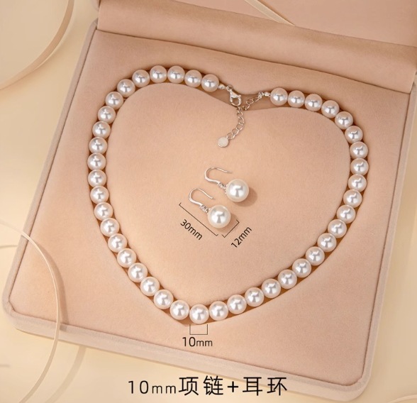 シルバーパールネックレス＆イヤリングセットお母さんのためのジュエリーハイエンドで軽い贅沢661